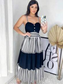 DRESS WITH STRIPES - 彩色 - 查看 2