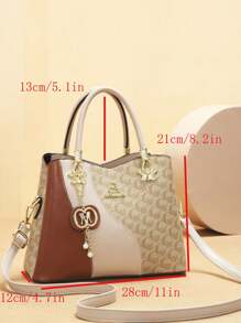 全新时尚高端三件套母女包印花女士手提包 - 卡其色 - 查看 3