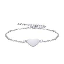 1Pc Stainless Steel Heart Round Charm Customize Text Photo Women Girls Link Chain Bracelet Personalized Jewelry Length 18cm+5cm