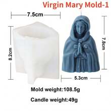 耶稣和圣母玛利亚硅胶蜡烛模具 DIY 耶稣家庭雕像石膏模具环氧树脂艺术制作套件婚礼装饰 - 彩色 - 查看 23