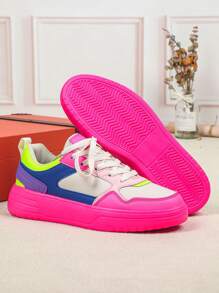 Men's Spring/Summer Fashionable Casual Shoes, Multi-Color Patchwork, City Series, Versatile For Commute, Workout, Travel, Flat Style, Round Toe, Low-Top. Multi-Color, Multi-Purpose, Great Gift Idea, Men Sports Shoes - Multicolor - View 3