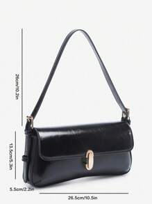 Women's Vintage Angora Red Faux Leather Lock Decor Angora Red Shoulder Underarm Flap Baguette Bag, Suitable For Dates, Outings, Parties