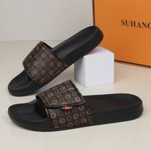 Men's Athletic Slides, Thick EVA Sole, Lightweight Casual Home & Outdoor Wear Slides, Summer Slippers For Outdoor, Beach & Casual - Brown - View 10