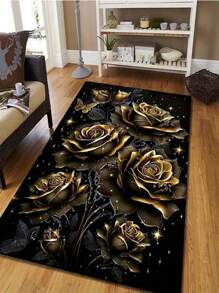 1pc Dark-Colored Cosmic Design Area Rug, Sun, Moon, Star, Universe Elements, Casual Theme Anti-Slip Decorative Carpet, Velvet Material Black Anti-Slip Bottom, Vintage High-End Distinctive Rug - Washable, Suitable For Living Room, Bedroom, Bathroom, Kitchen, Outdoor Garden, Various Sizes Available, Easy To Clean, Machine Washable Home Decor - Stain-Resistant, Anti-Slip, Low-Pile