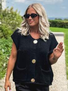 Women Knit Weave Vest Spring Summer Sleeveless Jacket Spring Autumn Casual Slim Elastic Solid Top