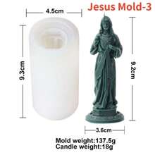 耶稣和圣母玛利亚硅胶蜡烛模具 DIY 耶稣家庭雕像石膏模具环氧树脂艺术制作套件婚礼装饰 - 彩色 - 查看 15