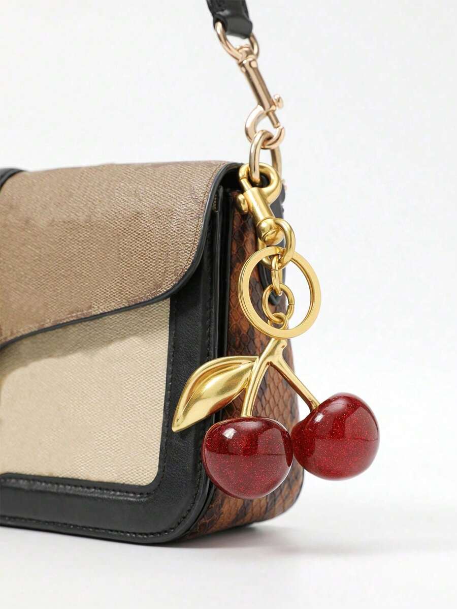1pc Small Cherry Crystal Pendant, A Key Chain Pendant, A Glittering Cherry Pendant Keychain, Shiny Resin And Metal Accessories, Unisex Key Chains, The Charm Of Wallets And Bags,It Is The Perfect Gift For Christmas Or Valentine's Day - Multicolor - View 1