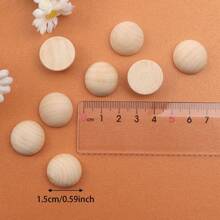 10/20/40 piezas Bolas de madera semiesféricas sin terminar, naturales, utilizadas para proyectos DIY, suministros artesanales y accesorios de decoración del hogar - Beis - Ver 4