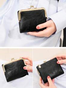 MIYIN Kiss Lock Cartão de Crédito Pequeno Zíper Bi-Fold Carteira Feminina Portátil Dinheiro Trabalhadores de Colarinho Branco Para Mulheres Trabalho Universitário Negócios Deslocamento Escritório Para Aniversário Para Casal Para Presente de Aniversário No Dia dos Namorados Presente Presente Para Mulheres Carteira Bolsa Carteira Pequena Carteira - Preto - Ver 6