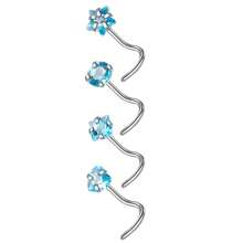 4pcs Round Heart, Pentagram, Cube Zirconia Decorated I L-Type Nose Studs, Gold & Silver Color