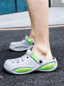 1Pair Men's Breathable Perforated Shoes - Comfortable And Non Slip Thick Soled Summer Sandals, Suitable For Outdoor And Garden Use