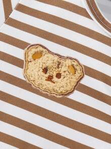 3pcs Baby Boy Cute Cartoon Bear Allover Print Allover Print Footie Jumpsuit Set