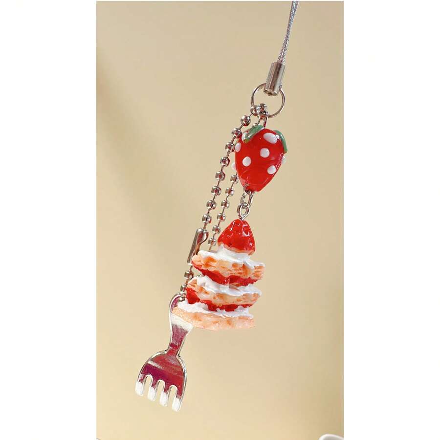 Handmade Strawberry Cake Keychain Cute Fruit Bag Pendant Accessory Fashion Gift For Girlfriend Couple Best Friend Strawberry Accessories Keychain Accessories Small Gifts Summer - Multicolor - View 1