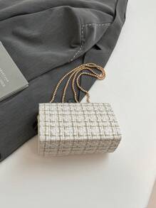 Fashionable Commuter Messenger Bag, Retro Minimalist Shoulder Bag, 2025 New Crossbody Bag For Women, Small Niche Chain Square Bag - White - View 6