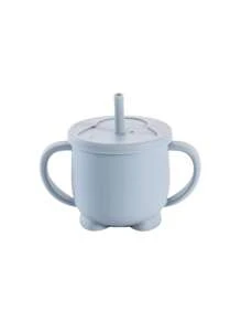 Customized Baby Silicone Double Ear Straw Cup, Drop Resistant And High Temperature Resistant Baby Drinking Cup, Penguin Water Cup, Feeding Utensils