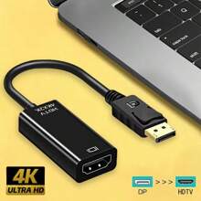 4K * 2K HD DP To HDTV Compatible Adapter Converter Display Port Male DP To Female HDTV TV Cable Adapter Video Audio PC TV - Black - View 4