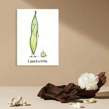 Framed Funny Peas Art Canvas Print With   – Whimsical "I Peed A Little" Wall Decor For Home, Kitchen, Bedroom, Or Office – Rustic Vintage Style – Easy To Install – Perfect Housewarming Gift, Kitchen Decor | Humorous Illustration | Quality Control Packaging, Painting Wall Decor - Framed - View 3