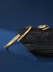 1 set de bracelets et bagues en cuivre réglables, mode et charmant, convient pour le port quotidien et les vacances pour les femmes