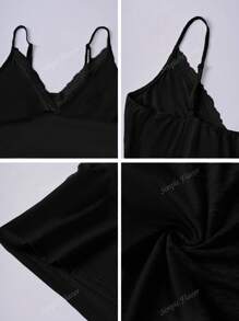 Débardeur pour femme d'été Y2K jeune, sexy, décontracté, col en V en dentelle et top col ras-du-cou