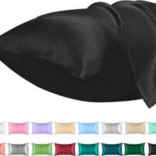 1 funda de almohada de satén para el cabello similar a fundas de almohada de seda para la piel, fundas de almohada suaves y sedosas, regalos para ella o él PJ1S - Marina de - Ver 9