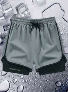 3pcs Men's 2 In 1 Casual Sports Fitness Shorts, Designed With Simulated Two Pieces Style, Towel Holder At The Back. The Fabric Keeps You Cool And Comfortable, Not Stuffy. These Shorts Are Suitable For Hiking, Climbing, Outdoor Cycling, Running And Fitness Exercises.