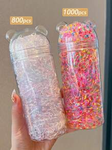 1800/2000个一次性发圈，女士时尚可爱款，多种颜色，粗细款式可选，适合日常使用和送礼。马尾辫发圈、发绳、橡皮筋、发圈、发饰、发饰、发圈、发饰、发带 - 彩色 - 查看 14