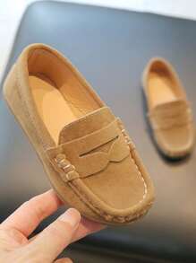 1 Pair Kids Soft Sole Non-Slip Slip-On Casual Loafers, Stitching Design, Suitable For Boys & Girls, Spring & Autumn