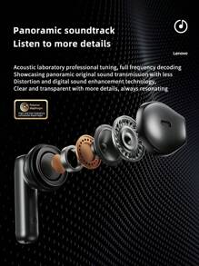 Lenovo ﻿ EA120 TWS 耳机 LED 数字显示耳机 触控高清通话带麦克风耳机降噪运动耳塞 - 黑色 - 查看 4