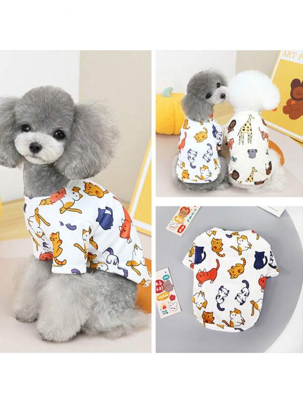 1pc New Spring/Summer Pet Small Dog T-Shirt Apparel, Comfortable Casual Animal Print Clothes (Multiple Styles)