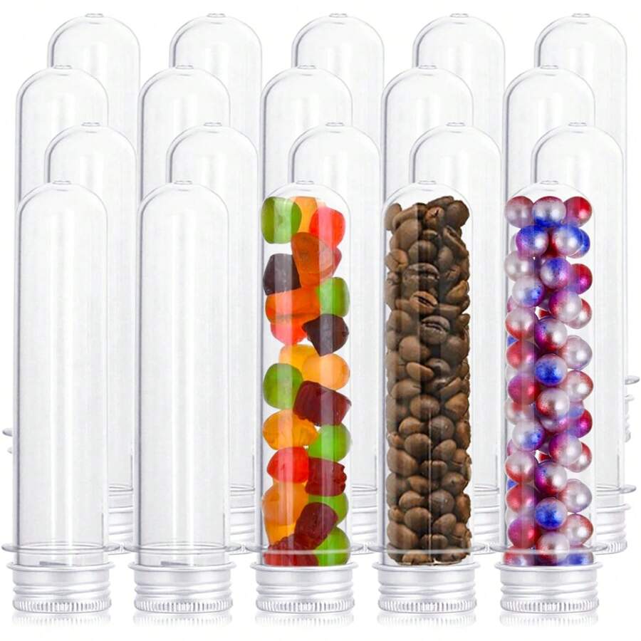 1/5/10/30pcs 塑料试管 45ml/50ml/110ml 透明塑料试管、食品接触级试管瓶、糖果瓶、带螺旋盖的塑料试管、新年派对、情人节派对、婚礼派对 DIY、糖果储存、食品储存、科学派对礼物、婚礼装饰、沐浴盐、花园装饰、植物装饰、视觉 DIY 感官瓶
