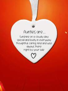 Herz-förmige Acryl-Dekoration als Andenken für Tante, schöne dekorative hängende Plakette mit Gedicht, Tanten-Geschenk, Geschenk zum Geburtstag einer besonderen Tante