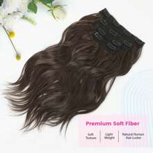 Clip In Hair Extension, Blonde Hair Extensions Invisible Lace Weft Synthetic Natural Soft 14 Inch Short Wavy Curly Hair Extensions For Women - Chocolate Brown - View 6