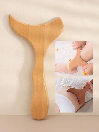 1pc Wooden Scraping Board With Fish Tail Design, Full Body Meridian Massage Tool For Back, Limbs,Gua Sha,Lymphatic Drainage,Cellulite,Back Scratchers,School,Back To School,Travel,Travel Essentials,Home Essentials,Spa,Massage Tool,Massage,Massager,Spa