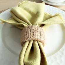 6pcs/Set 3.5x4.5in (9x12cm) Jute Woven Napkin Rings, Country Style Thickened Cylindrical Napkin Holders, For Dining Table Decor, Housewarming Gift
