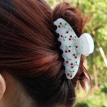 1pc Minimalist Cherry Accent Acrylic Hair Clip, Available In 3 Colors, For Girls,Hair Accessories,Hair Claw,Claw Clips,Hair Clutch,Hair Jaw Clip Fall Winter For Vacation Outfits Woman