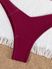 2pcs Women Summer Solid Color Steel Bra Sexy Bikini Set