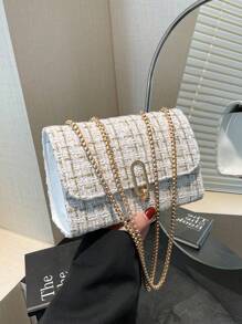 Fashionable Commuter Messenger Bag, Retro Minimalist Shoulder Bag, 2025 New Crossbody Bag For Women, Small Niche Chain Square Bag - White - View 1