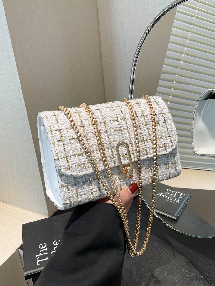 Fashionable Commuter Messenger Bag, Retro Minimalist Shoulder Bag, 2025 New Crossbody Bag For Women, Small Niche Chain Square Bag - White - View 1