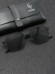 SY SI YANG 品牌男士超轻方形不锈钢商务眼镜，配有精美礼盒包装、眼镜盒和清洁布，适合夏季海滩度假、户外活动和旅行。