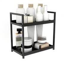 1pc 2-Tier Plastic Countertop Bathroom Organizer Rack, Holder For Cosmetics, Skincare - Multipurpose Shelf For Kitchen & Bedroom