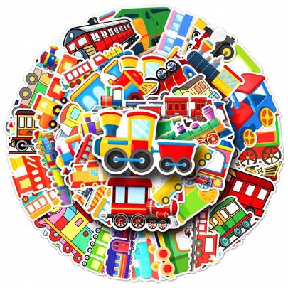 This Set Of 50 Cute And Fun Train Stickers Is Waterproof And Suitable For Adults And Teenagers To Decorate Suitcases, Water Bottles, DIY Phones, Laptops, Skateboards, Helmets, Etc. They Are Self-Adhesive.