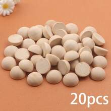 10/20/40 piezas Bolas de madera semiesféricas sin terminar, naturales, utilizadas para proyectos DIY, suministros artesanales y accesorios de decoración del hogar - Beis - Ver 10