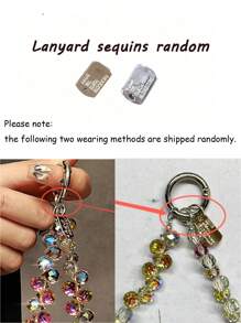 Fashionable Beaded Phone Wrist Strap, Universal Fit For All Smartphones, Luxury Beaded Decoration With Finger Ring Stand Gifts For Mother, Family, Friends, Birthday, Holiday Phone Charm, Phone Chain - Black - View 11