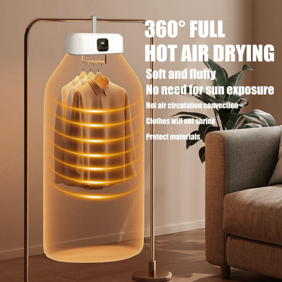 New Portable Travel Clothes Dryer - Compact, Foldable, Fast Drying, No Installation Required, Suitable For Small Homes, Dorms Or Travel, Hanging Design For Convenient Use, EU Plug
