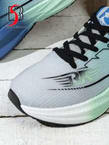 New Spring Breathable, Wear-Resistant, Shock-Absorbing, Lightweight Running Shoes, Mesh Fabric Running Sneakers - Light Gray Green Blue - View 8