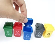 1:12 Dollhouse Mini Trash Can, Miniature Sorting Bin, Realistic Garbage Sanitation Bucket, Trash Can Model, Pocket Realistic Trash Can, Micro Scene Model Accessories, OB11 Model Photography Props, Play House Mini Realistic Openable Trash Can, Mini Trash Sorting Bin, Doll House Toy Recognition Toy, Outdoor Scene Matching Static Display Props - Multicolor - View 11