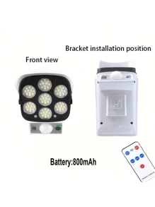 1pc Outdoor Motion Sensor Solar Lights 2000 Lumens 77 LEDs Spotlight With Remote Control, Wireless Dummy Decoy Fake Security Camera For Hotel Porch Garden Patio Driveway