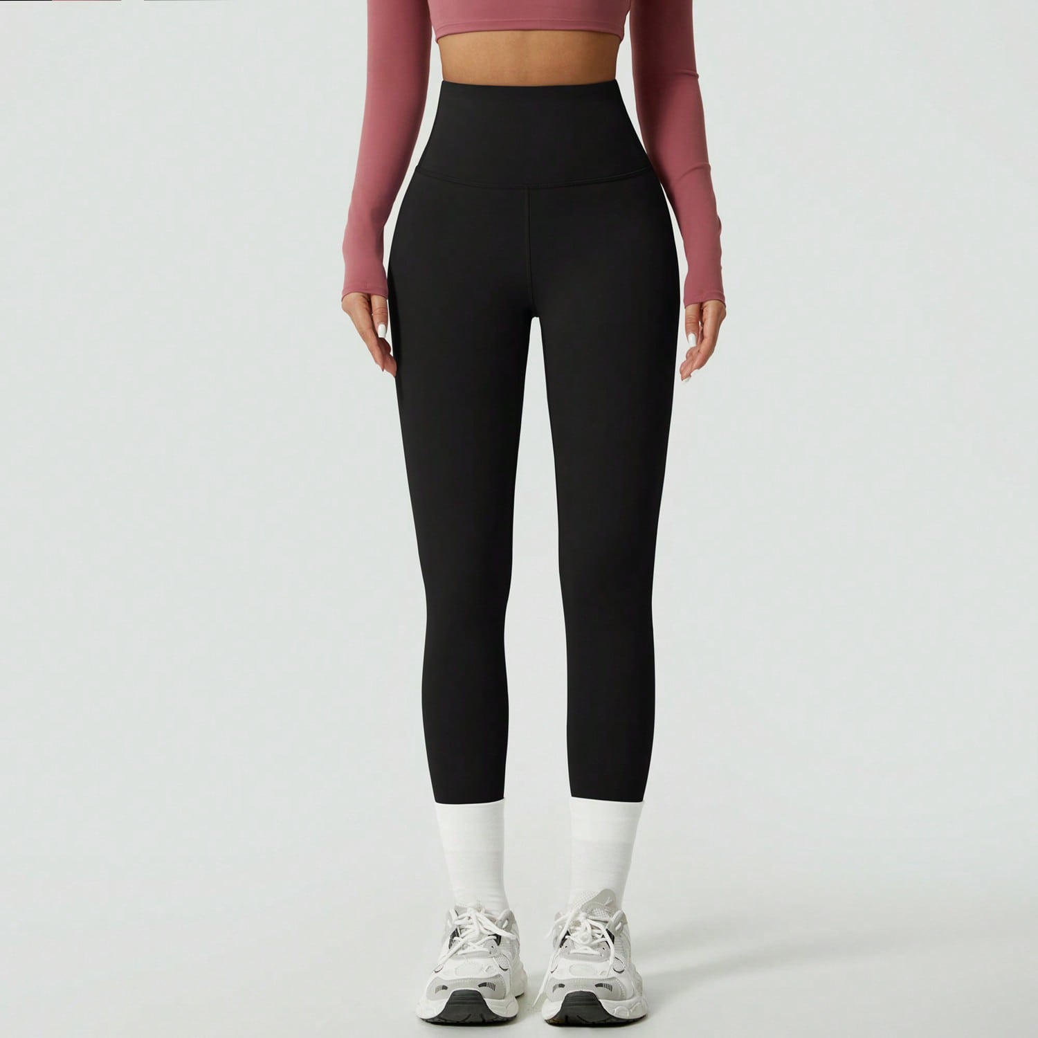 Leggings de yoga ajustados y suaves para mujer, pantalones de yoga y fitness elásticos y cómodos, negros, para deportes de primavera