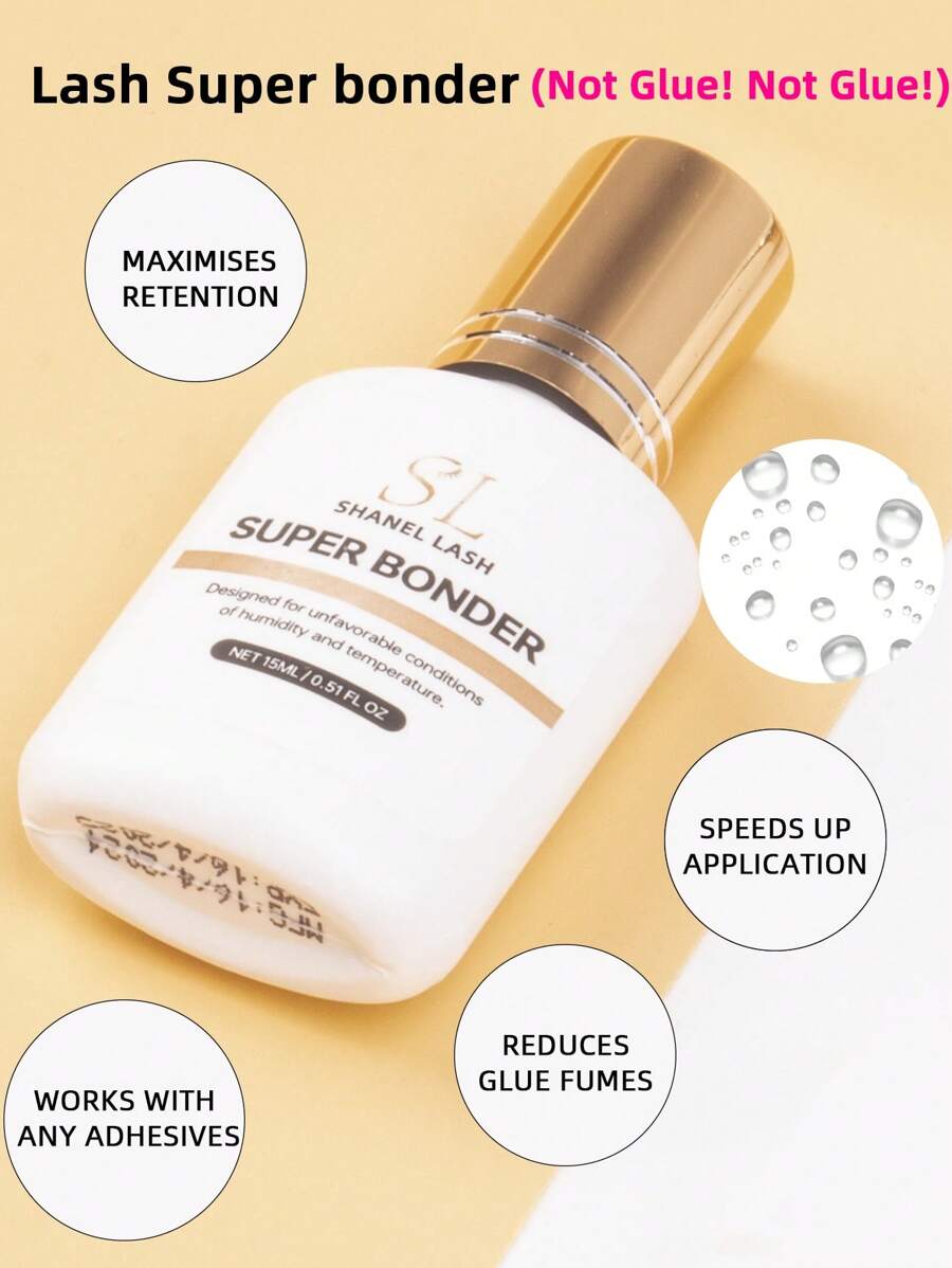15ML Lash Bonder For Eyelash Extensions Glue Accelerator Lash Extension Sealant Waterproof Oil-Proof Para Pestañas Pelo A Pelo Speed Up Glue Drying Time Glue Accelerator, Lash Sealant, Reducing Glue Fumes NOT Glue, Only For Lash Artists