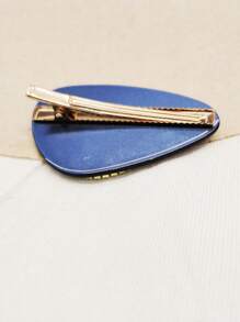 1pc Elegant Pearl Floral Accent Side Clip Hair Accessory With Rhinestones, Acetate, For Kids, Autumn/Winter - Blue - View 3